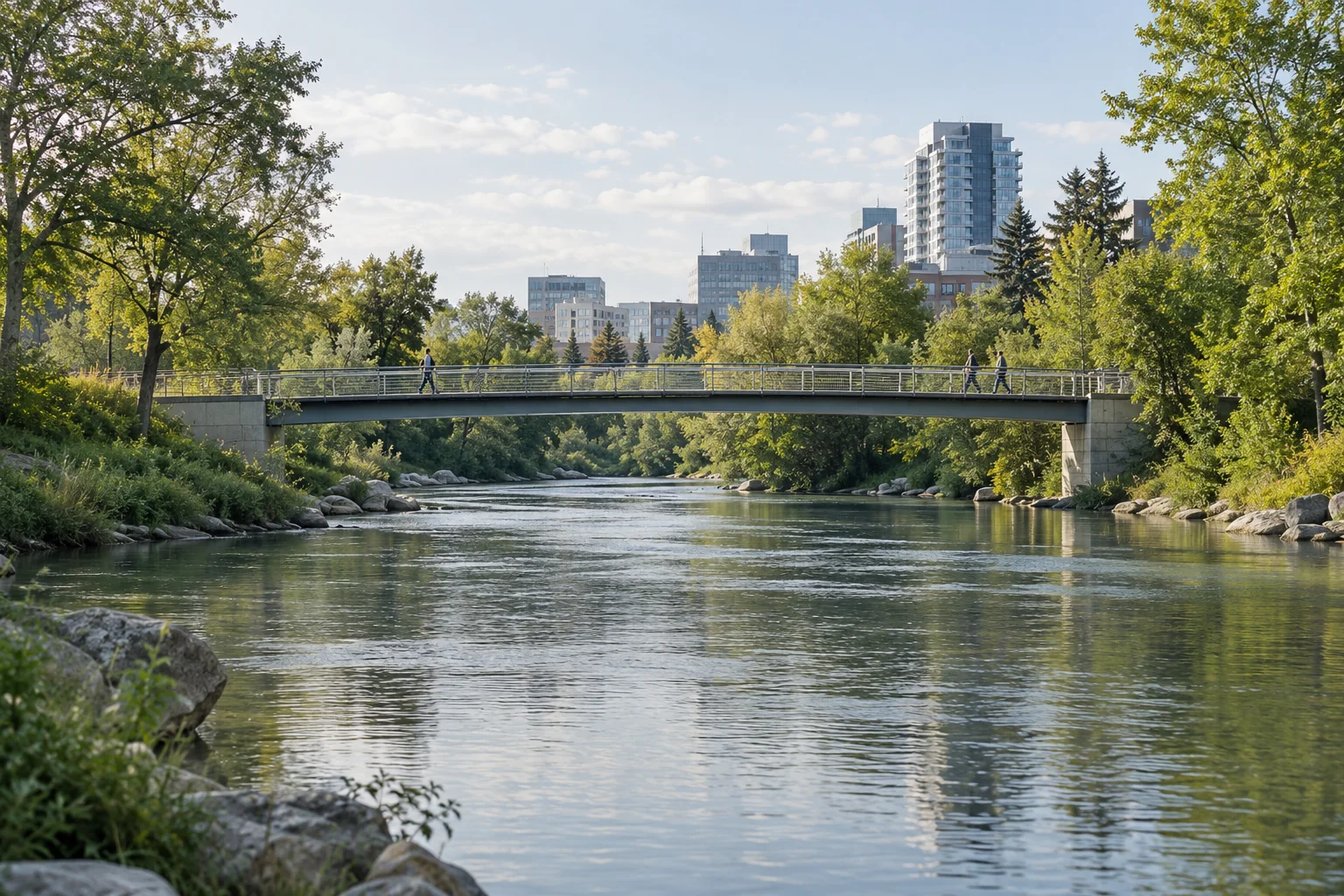 A bridge connecting two sides of a city.